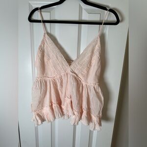 Elegant Pink Lace Trimmed Women's Top